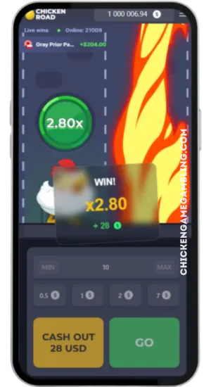 Ecrã de jogo do Chicken Road