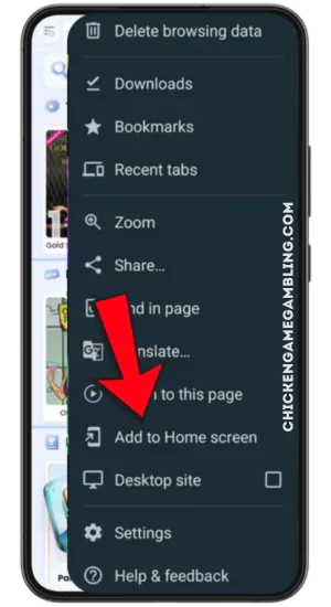 Ouvrir menu navigateur