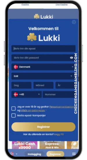 Registreringsformular til casino