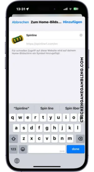 Shortcut benennen und bestätigen